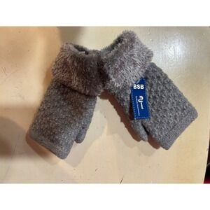 BSB Fashion Accessories JOMNI Gray Fingerless Quilted Fuzzy Gloves OSFA NIP